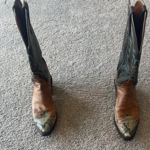 Lucchese 1883 Boots in Tan/Light Green/Brown/Teal, Size 7.5 B - Picture 2 of 12